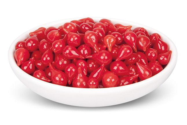 Rote Peperoni-Tropfen Süss-Sauer