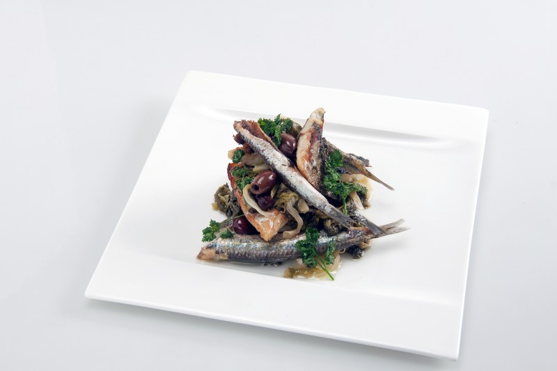 Anchovies and mackerel with braised endive