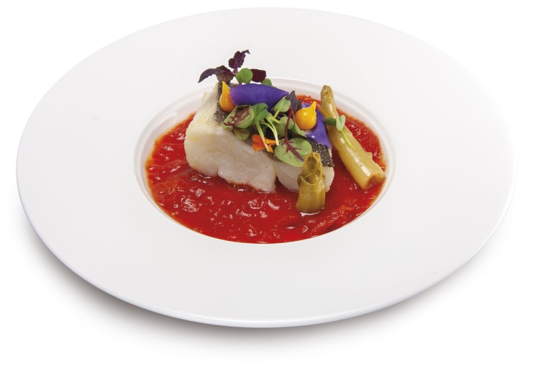 Salted cod fish with tomato sauce